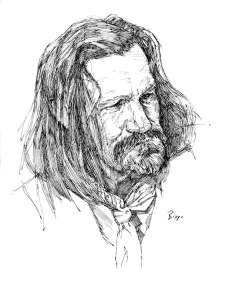 Western ink portrait drawing